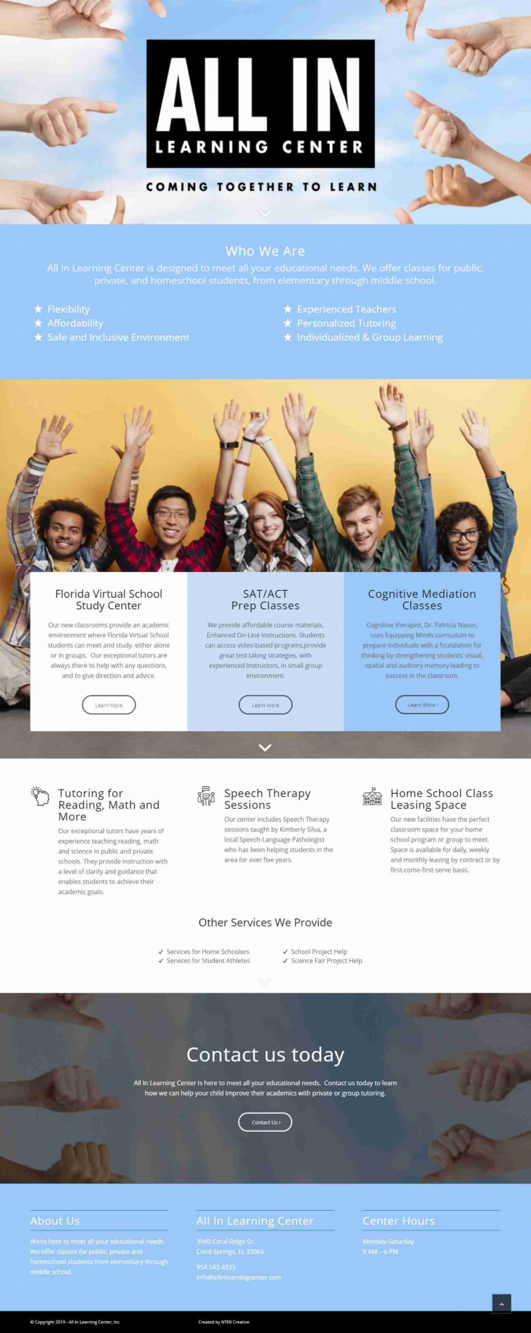 NTEK Creative Web Designed Website - All In Learning Center